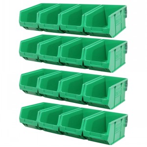 Parts Bins & Wall Rail Set 16 x Size 3
